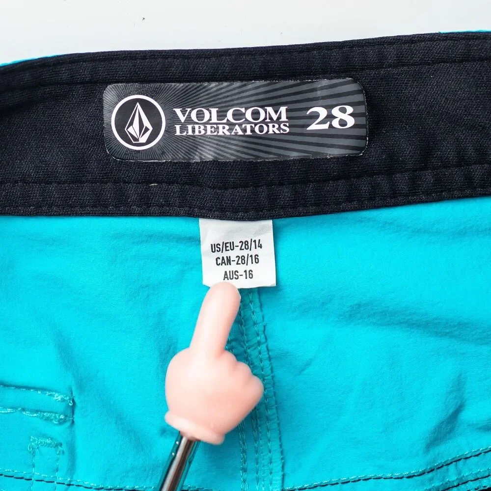 Volcom Liberators Board Shorts Youth Boys Size 28 Turquoise Colorblock Swim